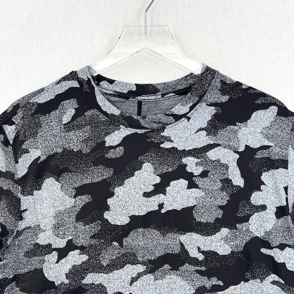 LULULEMON All Yours Short Sleeve Training Tee Womens 8 Black Gray Camo Print - Picture 6 of 16